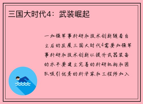 三国大时代4：武装崛起